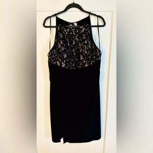 R&M RICHARDS BNWT Elegant Halter Lace Top Black Dress  Size 16